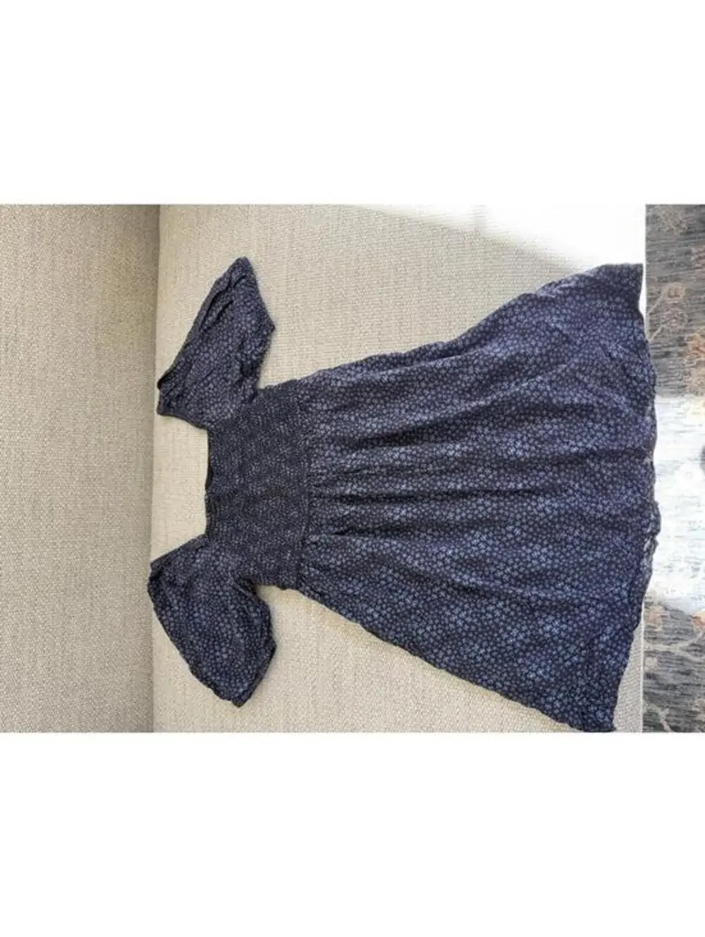Gap Kids Smocked Blue Floral Dress Size XL (12) Puff Sleeve